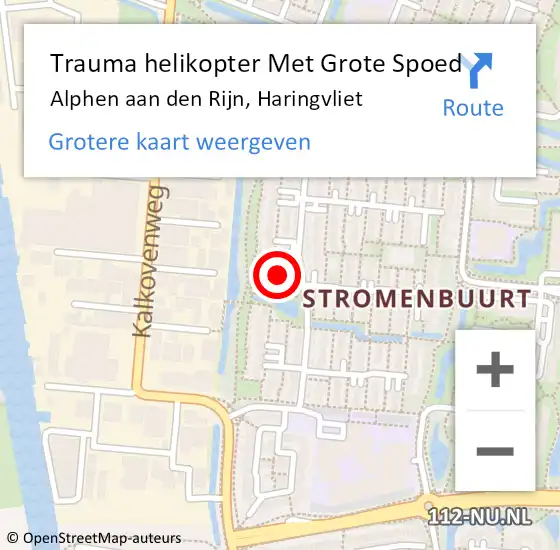 Locatie op kaart van de 112 melding: Trauma helikopter Met Grote Spoed Naar Alphen aan den Rijn, Haringvliet op 12 september 2022 18:43