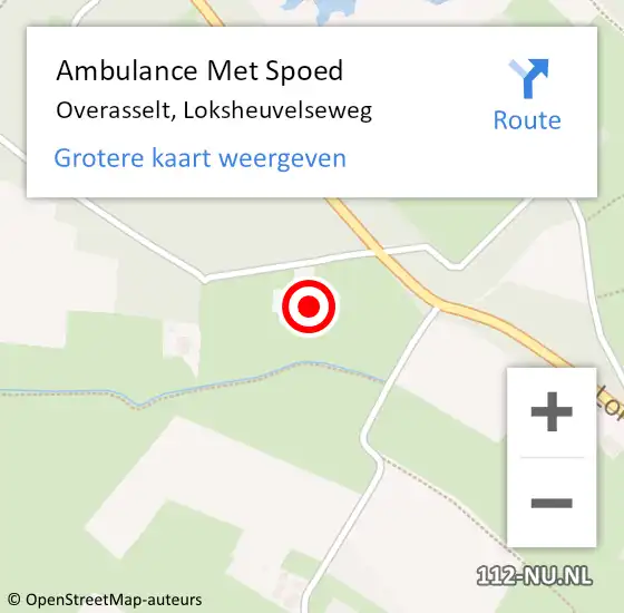 Locatie op kaart van de 112 melding: Ambulance Met Spoed Naar Overasselt, Loksheuvelseweg op 12 september 2022 19:10