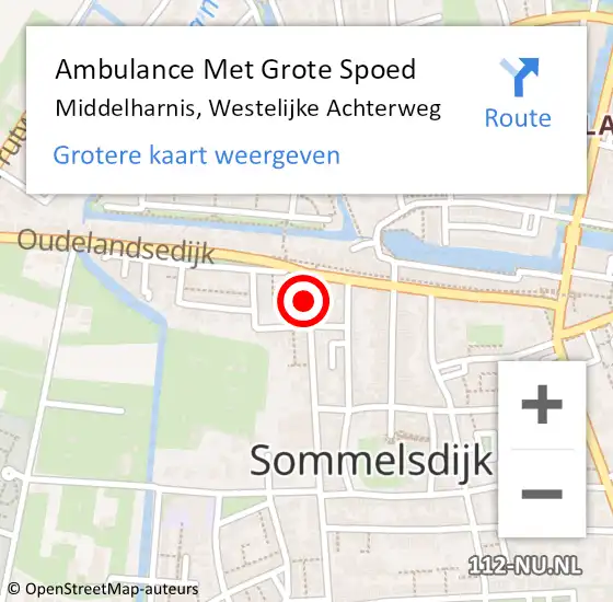 Locatie op kaart van de 112 melding: Ambulance Met Grote Spoed Naar Middelharnis, Westelijke Achterweg op 12 september 2022 19:22