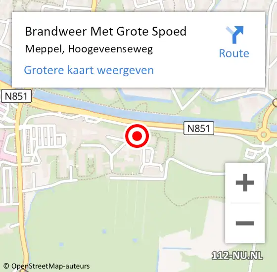 Locatie op kaart van de 112 melding: Brandweer Met Grote Spoed Naar Meppel, Hoogeveenseweg op 12 september 2022 19:41