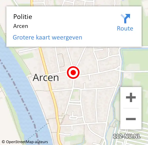 Locatie op kaart van de 112 melding: Politie Arcen op 12 september 2022 19:51