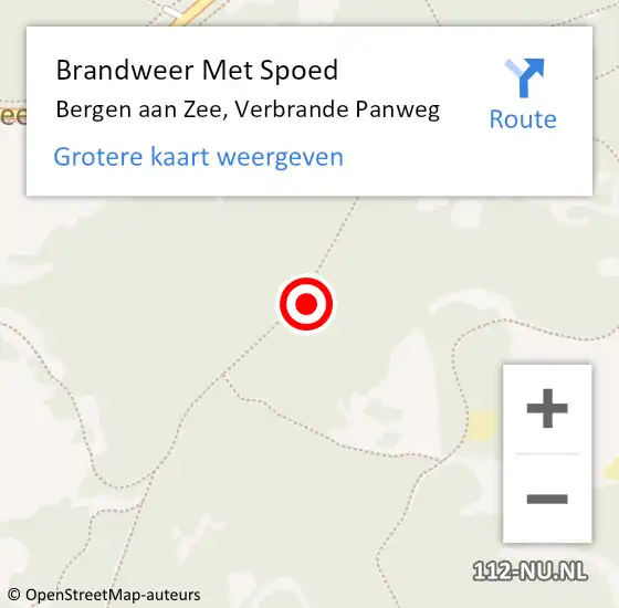 Locatie op kaart van de 112 melding: Brandweer Met Spoed Naar Bergen aan Zee, Verbrande Panweg op 12 september 2022 19:56