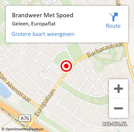 Locatie op kaart van de 112 melding: Brandweer Met Spoed Naar Geleen, Europaflat op 12 september 2022 20:11