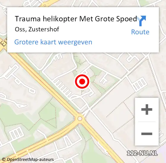 Locatie op kaart van de 112 melding: Trauma helikopter Met Grote Spoed Naar Oss, Zustershof op 12 september 2022 20:13