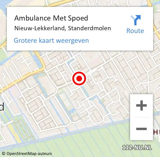 Locatie op kaart van de 112 melding: Ambulance Met Spoed Naar Nieuw-Lekkerland, Standerdmolen op 12 september 2022 20:30