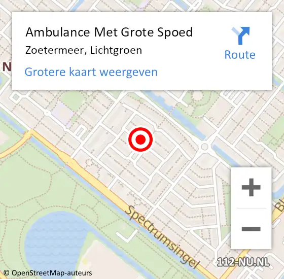 Locatie op kaart van de 112 melding: Ambulance Met Grote Spoed Naar Zoetermeer, Lichtgroen op 12 september 2022 20:58