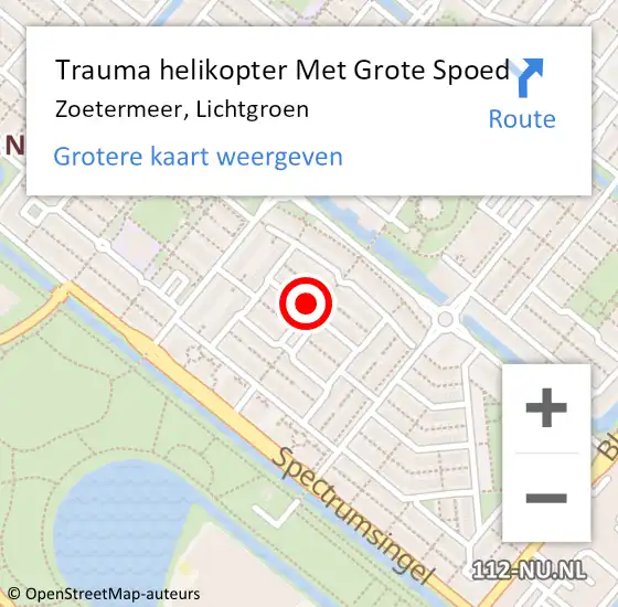 Locatie op kaart van de 112 melding: Trauma helikopter Met Grote Spoed Naar Zoetermeer, Lichtgroen op 12 september 2022 21:00