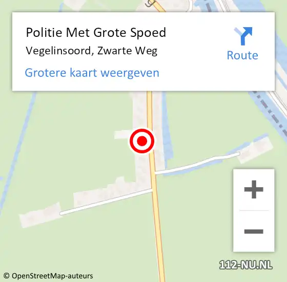 Locatie op kaart van de 112 melding: Politie Met Grote Spoed Naar Vegelinsoord, Zwarte Weg op 12 september 2022 21:17