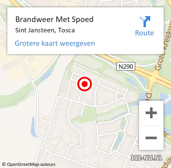 Locatie op kaart van de 112 melding: Brandweer Met Spoed Naar Sint Jansteen, Tosca op 12 september 2022 21:30