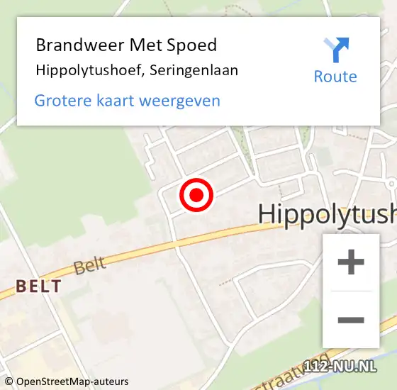 Locatie op kaart van de 112 melding: Brandweer Met Spoed Naar Hippolytushoef, Seringenlaan op 12 september 2022 21:32