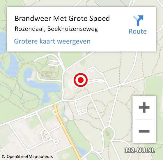 Locatie op kaart van de 112 melding: Brandweer Met Grote Spoed Naar Rozendaal, Beekhuizenseweg op 12 september 2022 21:34