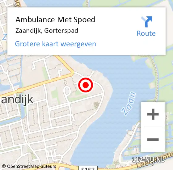 Locatie op kaart van de 112 melding: Ambulance Met Spoed Naar Zaandijk, Gorterspad op 12 september 2022 22:11