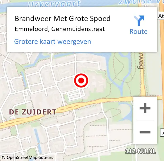 Locatie op kaart van de 112 melding: Brandweer Met Grote Spoed Naar Emmeloord, Genemuidenstraat op 12 september 2022 22:29