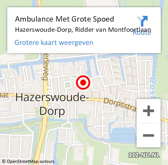 Locatie op kaart van de 112 melding: Ambulance Met Grote Spoed Naar Hazerswoude-Dorp, Ridder van Montfoortlaan op 12 september 2022 22:30