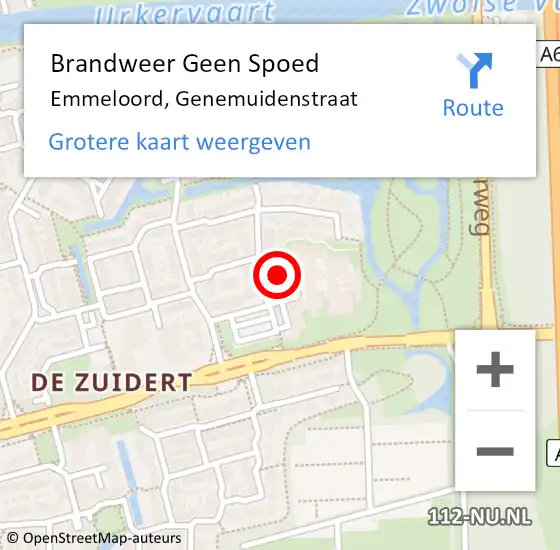 Locatie op kaart van de 112 melding: Brandweer Geen Spoed Naar Emmeloord, Genemuidenstraat op 12 september 2022 22:33