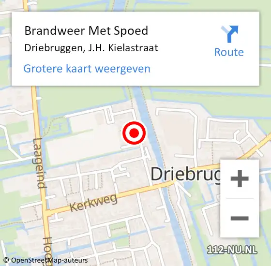 Locatie op kaart van de 112 melding: Brandweer Met Spoed Naar Driebruggen, J.H. Kielastraat op 12 september 2022 22:36