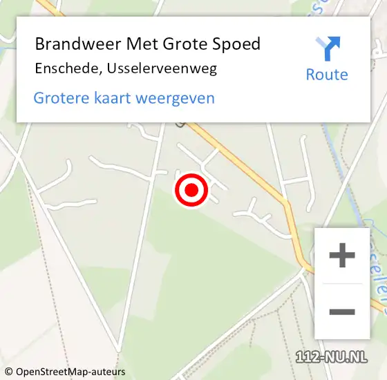 Locatie op kaart van de 112 melding: Brandweer Met Grote Spoed Naar Enschede, Usselerveenweg op 12 september 2022 23:35