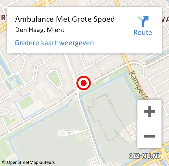 Locatie op kaart van de 112 melding: Ambulance Met Grote Spoed Naar Den Haag, Mient op 13 september 2022 00:16