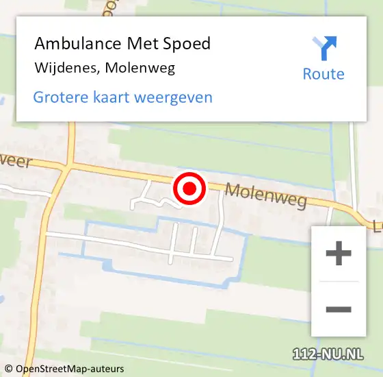 Locatie op kaart van de 112 melding: Ambulance Met Spoed Naar Wijdenes, Molenweg op 13 september 2022 00:18