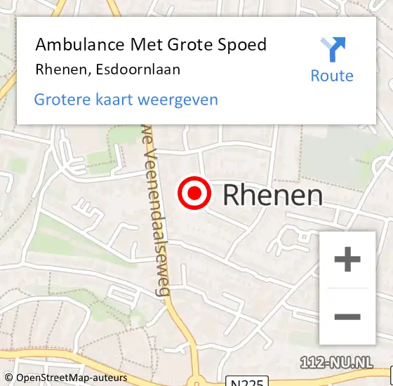 Locatie op kaart van de 112 melding: Ambulance Met Grote Spoed Naar Rhenen, Esdoornlaan op 13 september 2022 00:54