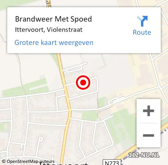 Locatie op kaart van de 112 melding: Brandweer Met Spoed Naar Ittervoort, Violenstraat op 13 september 2022 01:07