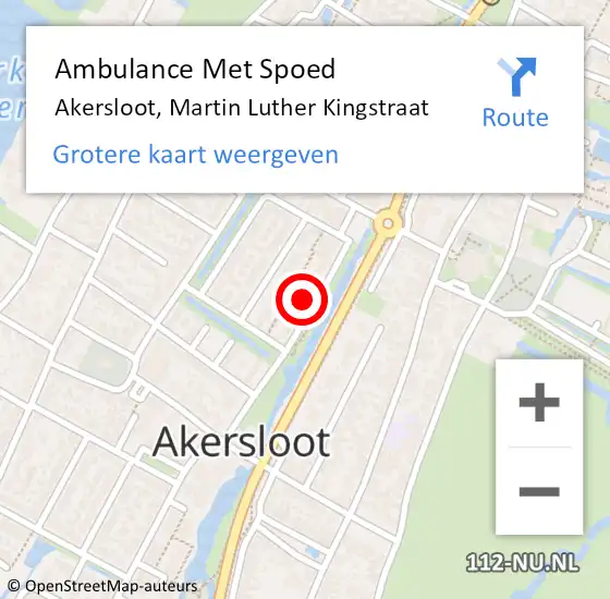 Locatie op kaart van de 112 melding: Ambulance Met Spoed Naar Akersloot, Martin Luther Kingstraat op 13 september 2022 01:08