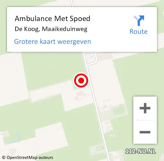 Locatie op kaart van de 112 melding: Ambulance Met Spoed Naar De Koog, Maaikeduinweg op 13 september 2022 01:27