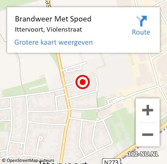 Locatie op kaart van de 112 melding: Brandweer Met Spoed Naar Ittervoort, Violenstraat op 13 september 2022 01:34