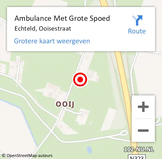 Locatie op kaart van de 112 melding: Ambulance Met Grote Spoed Naar Echteld, Ooisestraat op 13 september 2022 02:06