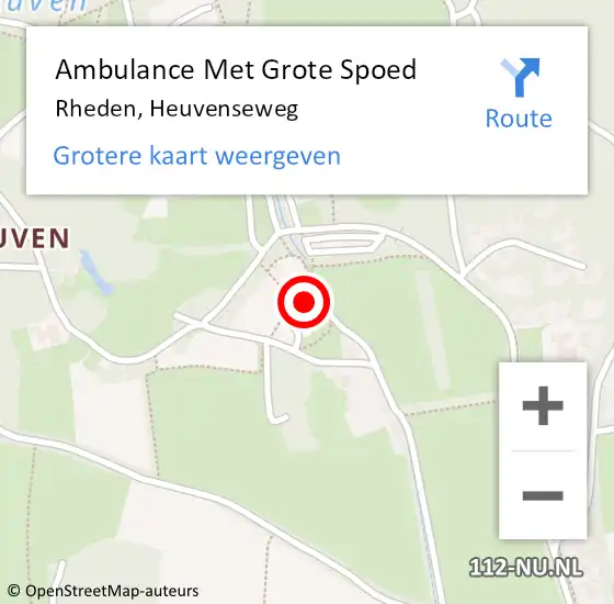 Locatie op kaart van de 112 melding: Ambulance Met Grote Spoed Naar Rheden, Heuvenseweg op 13 september 2022 02:13