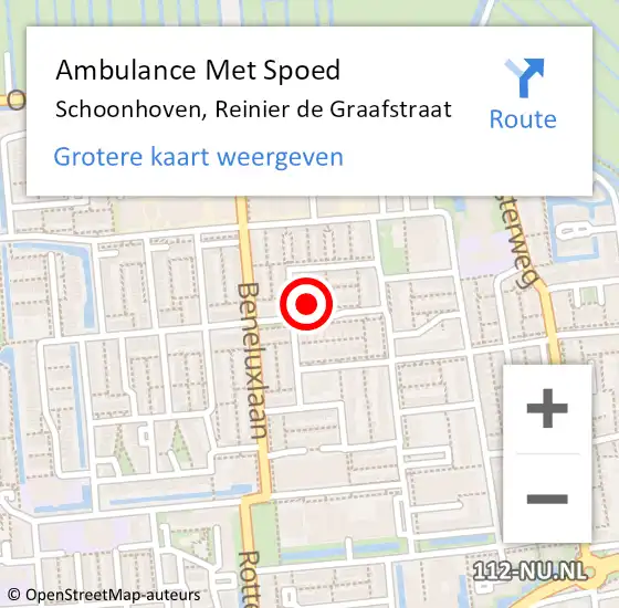 Locatie op kaart van de 112 melding: Ambulance Met Spoed Naar Schoonhoven, Reinier de Graafstraat op 13 september 2022 02:51