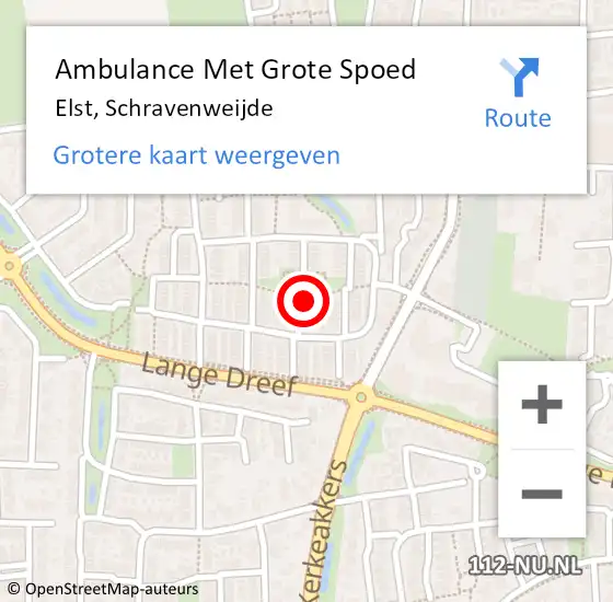 Locatie op kaart van de 112 melding: Ambulance Met Grote Spoed Naar Elst, Schravenweijde op 13 september 2022 02:58