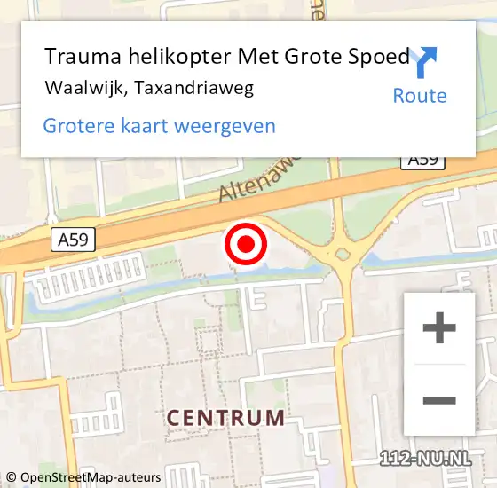Locatie op kaart van de 112 melding: Trauma helikopter Met Grote Spoed Naar Waalwijk, Taxandriaweg op 13 september 2022 07:06