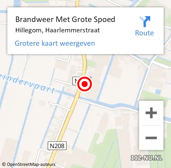 Locatie op kaart van de 112 melding: Brandweer Met Grote Spoed Naar Hillegom, Haarlemmerstraat op 29 juli 2014 09:03