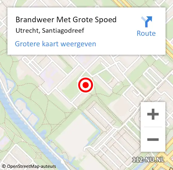 Locatie op kaart van de 112 melding: Brandweer Met Grote Spoed Naar Utrecht, Santiagodreef op 13 september 2022 07:19