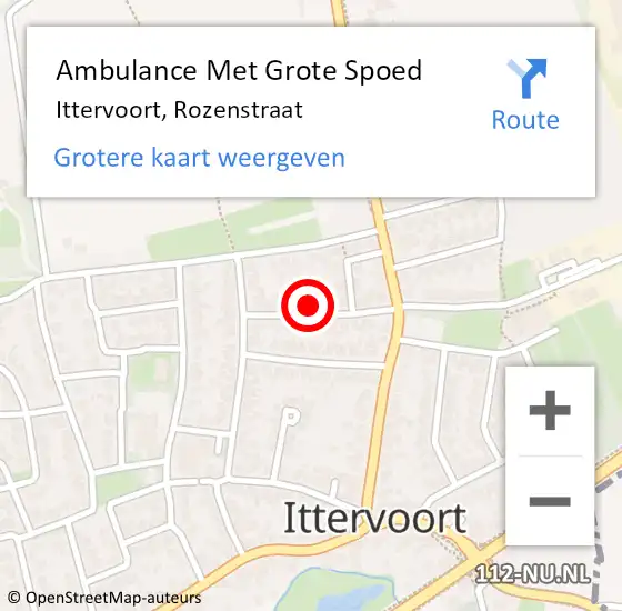 Locatie op kaart van de 112 melding: Ambulance Met Grote Spoed Naar Ittervoort, Rozenstraat op 13 september 2022 07:29