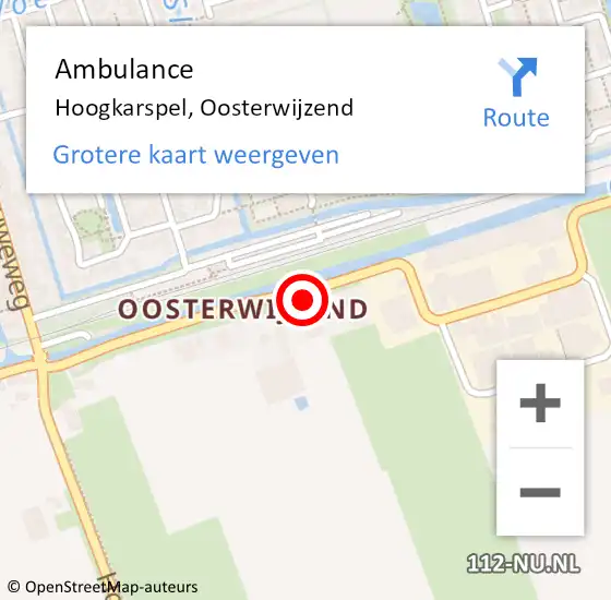 Locatie op kaart van de 112 melding: Ambulance Hoogkarspel, Oosterwijzend op 13 september 2022 07:46