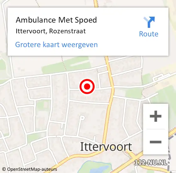 Locatie op kaart van de 112 melding: Ambulance Met Spoed Naar Ittervoort, Rozenstraat op 13 september 2022 07:49