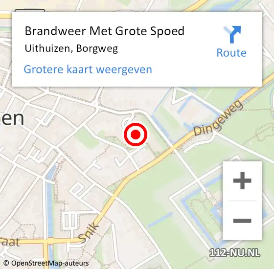 Locatie op kaart van de 112 melding: Brandweer Met Grote Spoed Naar Uithuizen, Borgweg op 13 september 2022 08:14