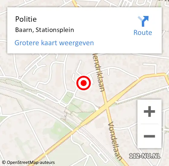 Locatie op kaart van de 112 melding: Politie Baarn, Stationsplein op 13 september 2022 08:19