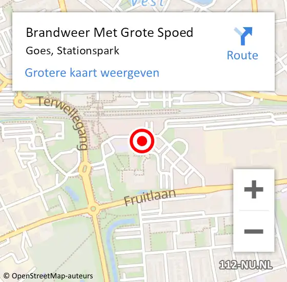 Locatie op kaart van de 112 melding: Brandweer Met Grote Spoed Naar Goes, Stationspark op 13 september 2022 08:24