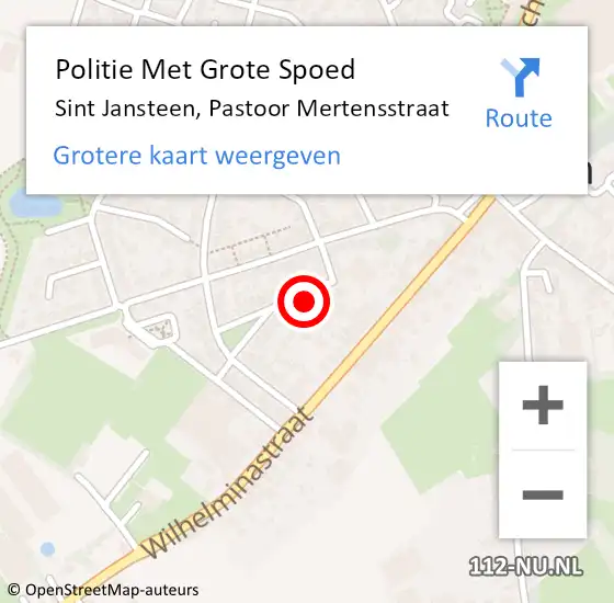 Locatie op kaart van de 112 melding: Politie Met Grote Spoed Naar Sint Jansteen, Pastoor Mertensstraat op 13 september 2022 08:26