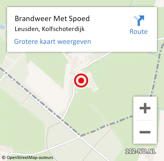 Locatie op kaart van de 112 melding: Brandweer Met Spoed Naar Leusden, Kolfschoterdijk op 29 juli 2014 09:06