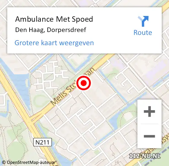 Locatie op kaart van de 112 melding: Ambulance Met Spoed Naar Den Haag, Dorpersdreef op 13 september 2022 08:30