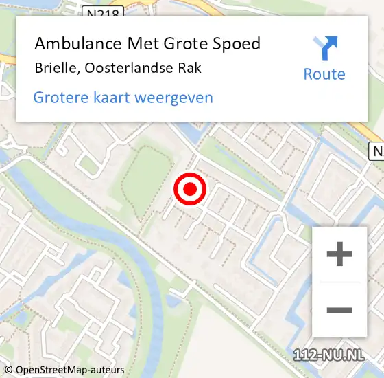 Locatie op kaart van de 112 melding: Ambulance Met Grote Spoed Naar Brielle, Oosterlandse Rak op 13 september 2022 08:34