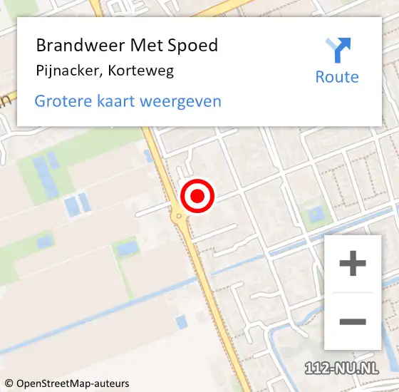 Locatie op kaart van de 112 melding: Brandweer Met Spoed Naar Pijnacker, Korteweg op 13 september 2022 08:37