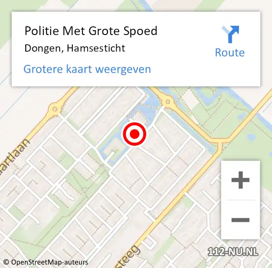 Locatie op kaart van de 112 melding: Politie Met Grote Spoed Naar Dongen, Hamsesticht op 13 september 2022 08:43