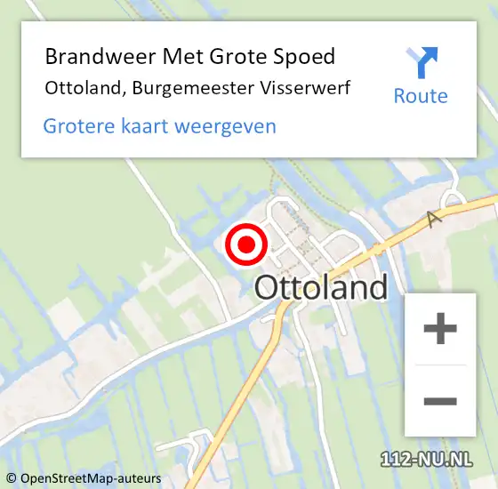 Locatie op kaart van de 112 melding: Brandweer Met Grote Spoed Naar Ottoland, Burgemeester Visserwerf op 13 september 2022 08:45