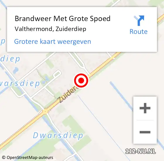 Locatie op kaart van de 112 melding: Brandweer Met Grote Spoed Naar Valthermond, Zuiderdiep op 13 september 2022 09:01
