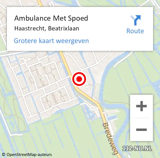 Locatie op kaart van de 112 melding: Ambulance Met Spoed Naar Haastrecht, Beatrixlaan op 13 september 2022 09:29